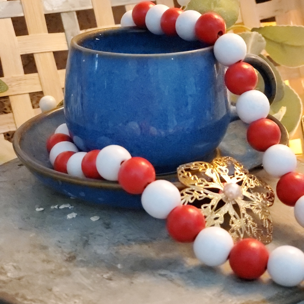 Blue ceramic cup with saucer